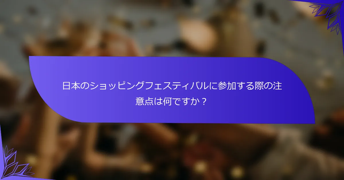 日本のショッピングフェスティバルに参加する際の注意点は何ですか？